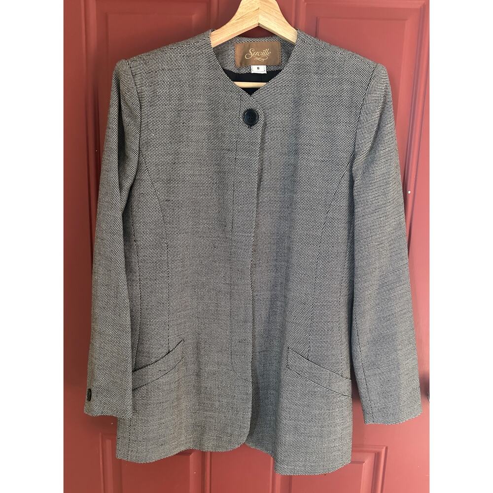 Vintage Saville Wool Blend Gray Tweed Blazer
